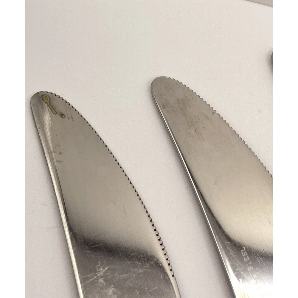 Set Of 8 Ekco Eterna LA JOYA Stainless Steel Japan Flatware Knives Wooden Handle